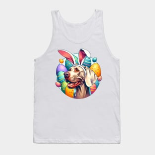 Weimaraner Sports Bunny Ears Amidst Easter Celebrations Tank Top